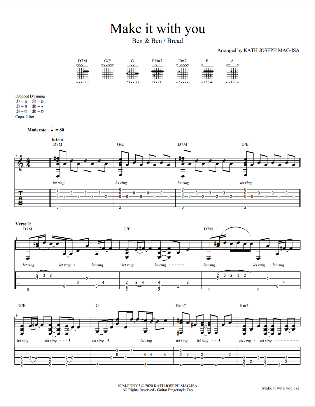 Make it with you Ben&Ben /Bread Guitar Fingerstyle Guitar Fingerstyle