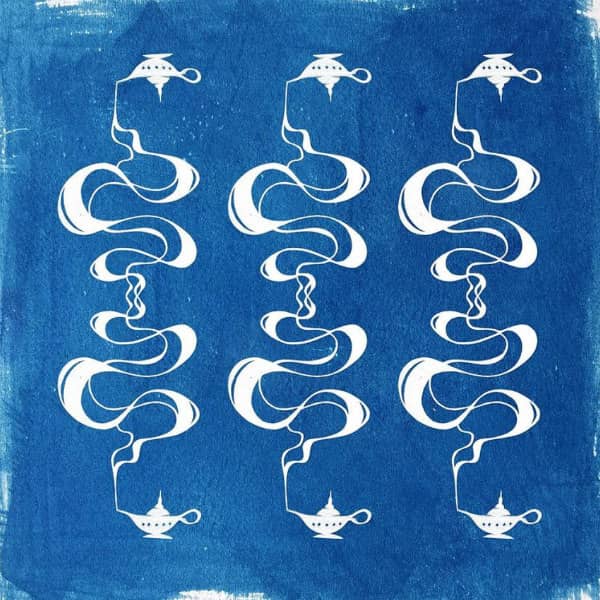 papercut van zes lantaarns verbonden door scrollende rookslierten