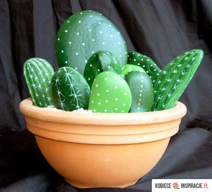 Cactus com pedras, decorar com pedras
