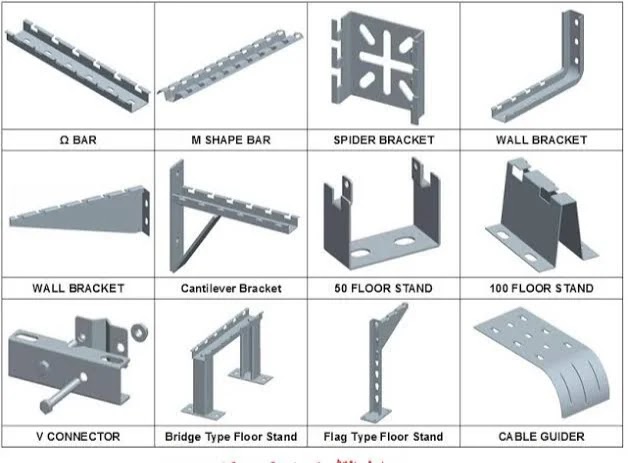 Support brackets for cable trays