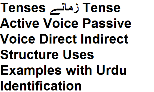 Tensesزمانے Tense Active Voice Passive Voice Direct Indirect Structure Uses Examples with Urdu Identification