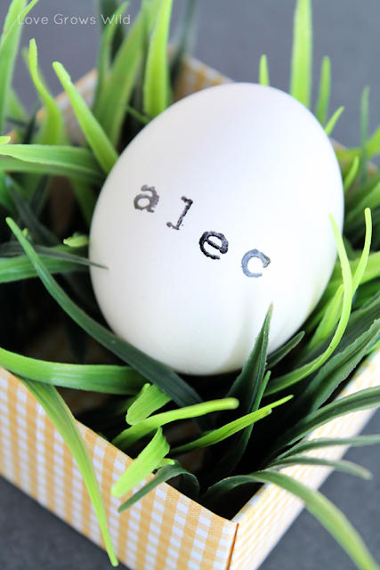 Stamped Egg Place Cards for Spring and Easter by Love Grows Wild www.lovegrowswild.com #easter #spring #decor