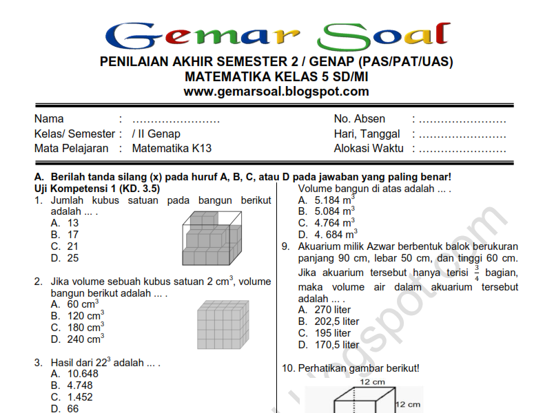 kumpulan soal uts matematika sd kelas 4 semester 22 kumpulan soal uts matematika sd kelas 4 semester 22