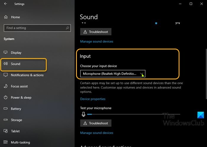 Change Default Sound Input Device-Settings app