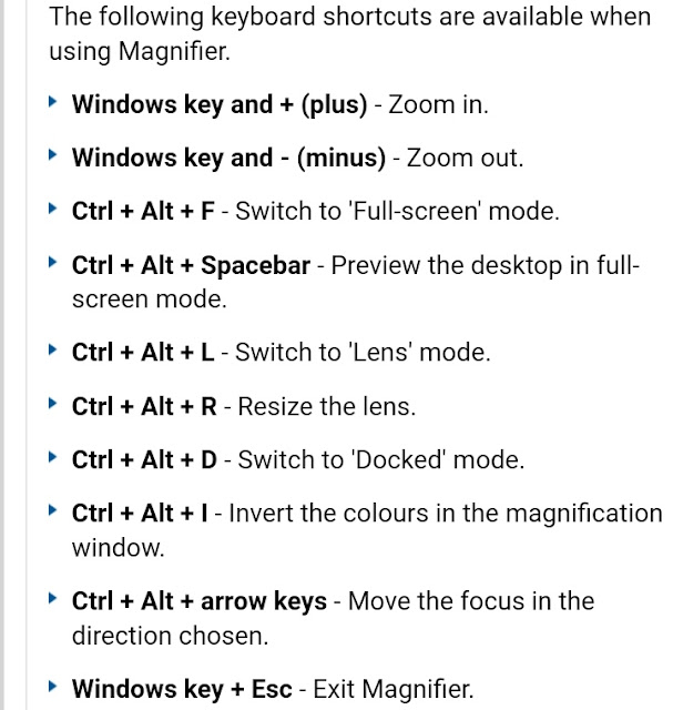 Magnifier Shortcuts
