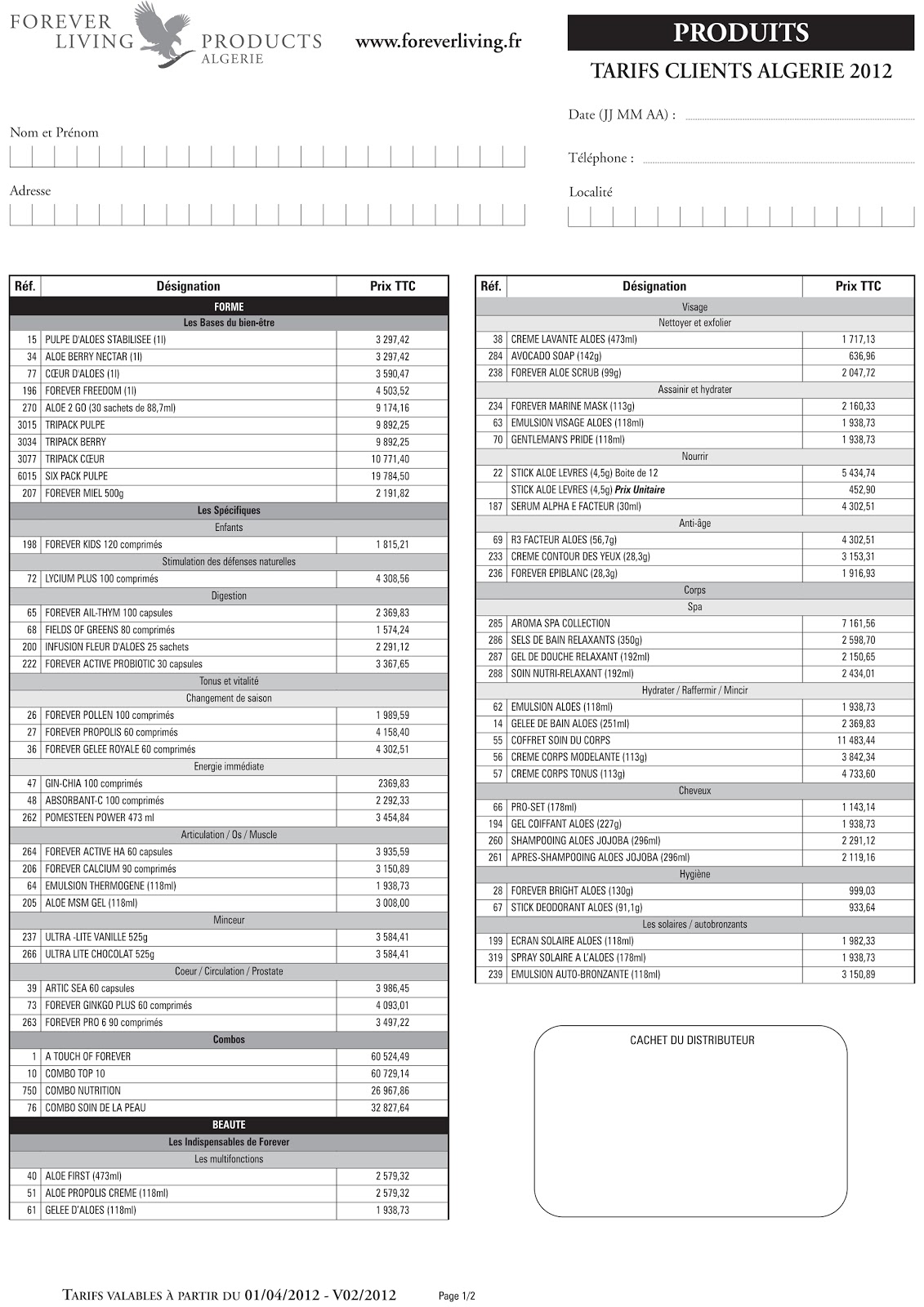 Forever Living Product Flp Algerie Liste Des Prix Des Produits