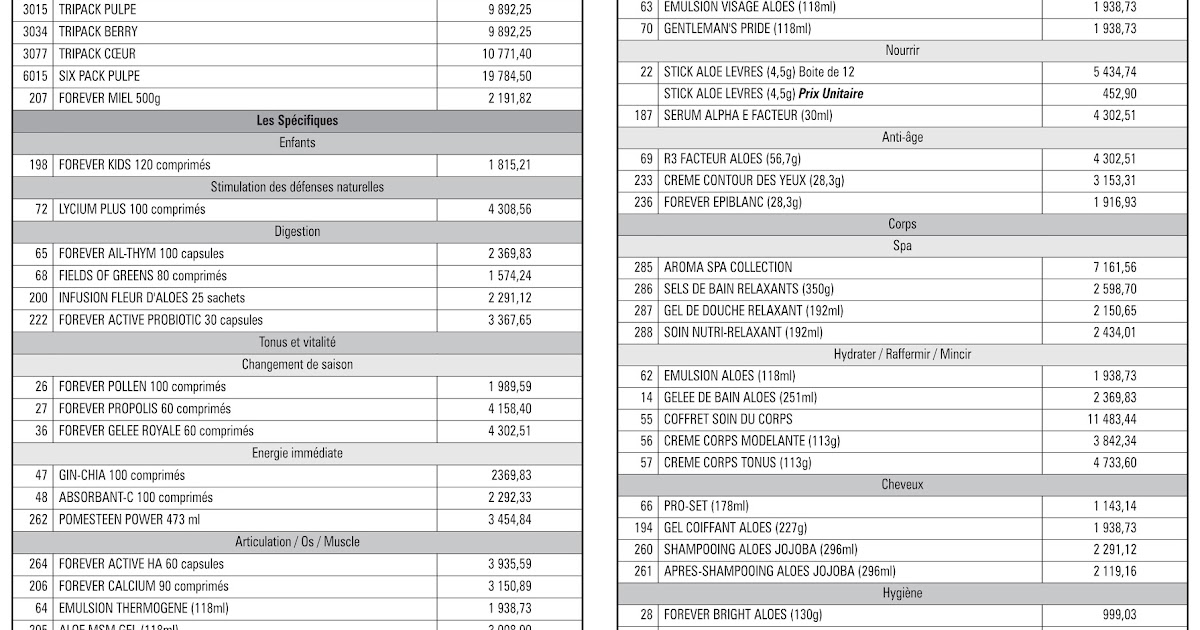 Forever Living Product Flp Algerie Liste Des Prix Des Produits
