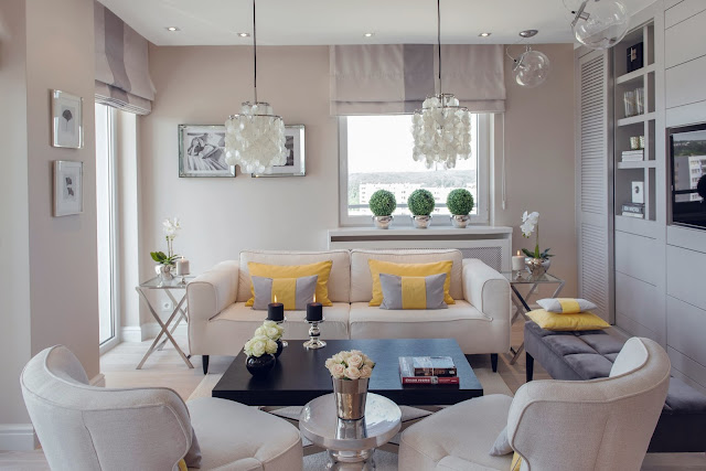 Apartamento clean, decoração requintada com toques de amarelo. Blog Achados de Decoração