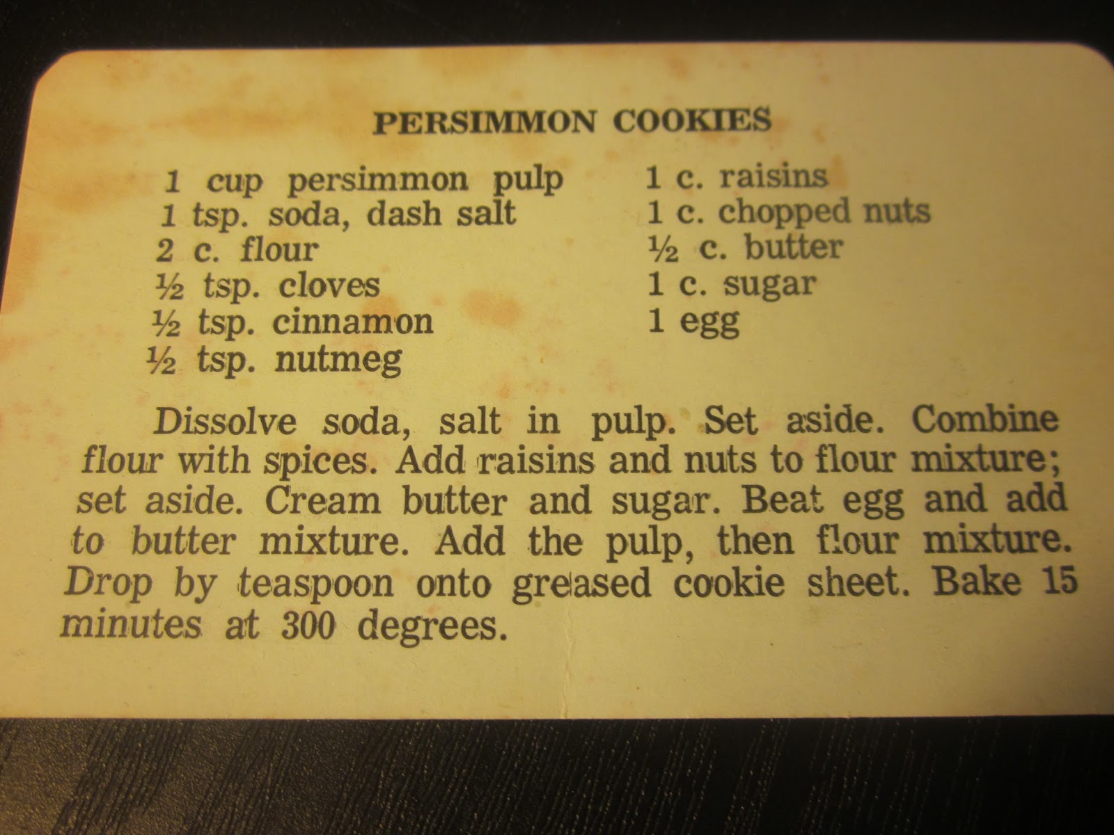 Grandma's Vintage Recipes PERSIMMON COOKIES