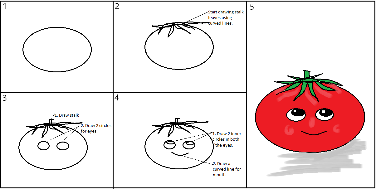 Easy Drawing Fruits and Veggies for Kids Basic