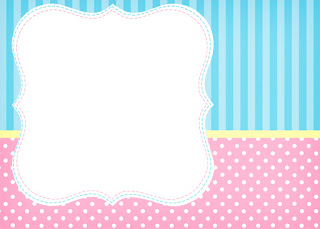 Celeste, Rosa y Amarillo: Invitaciones para Imprimir Gratis. Para hacer invitaciones, tarjetas, marcos de fotos o etiquetas, para imprimir gratis de Celeste, Rosa y Amarillo.