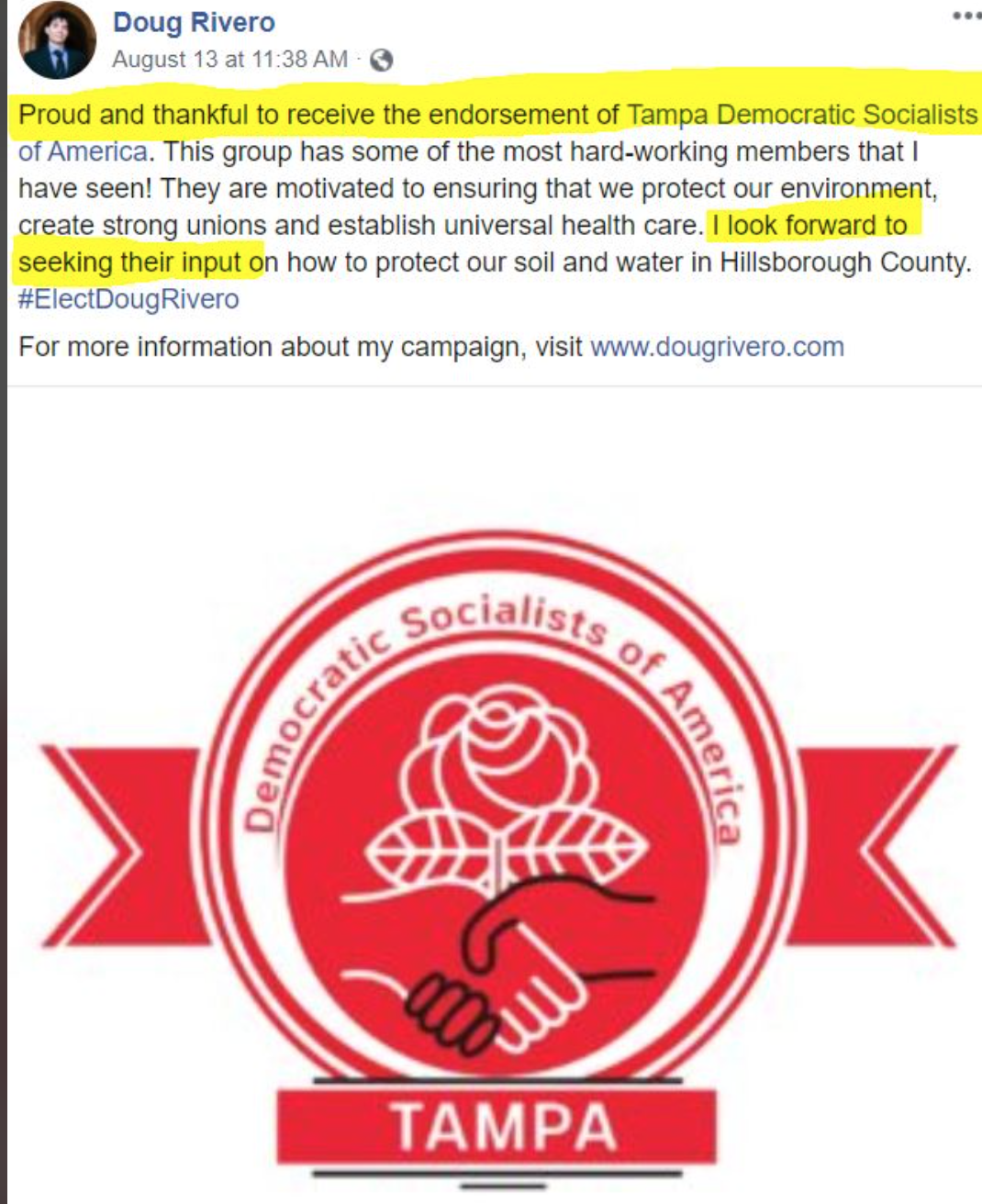 Eye On Tampa Bay Bernie Bro Socialist Running for Hillsborough County