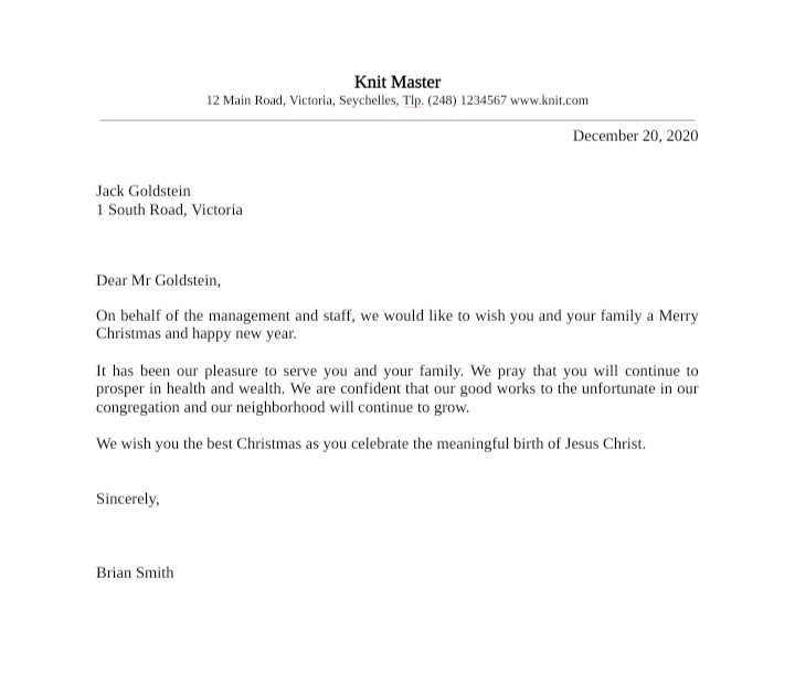 Thank you message for customers in christmas Business Letter Samples - englet.com: Christmas Letter