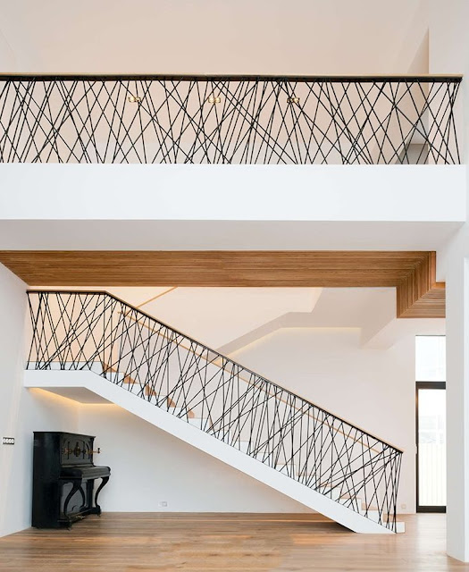 metal staircase railings, modern interior stair railing