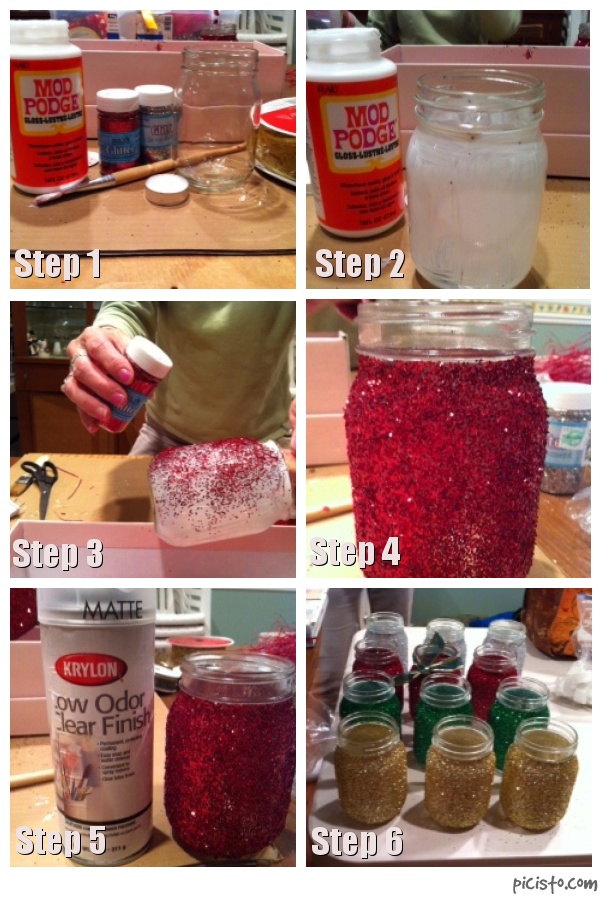 Miss Mel + Miss Heather DIY Glitter Mason Jars