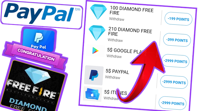 Free Google Redeem Code,Paypal Cash And Free Fire Diamonds