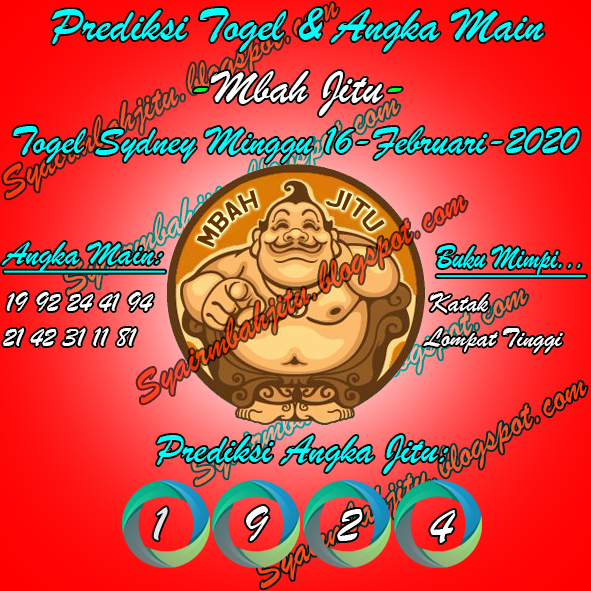 Syair Mbah Jitu Togel Sydney Minggu 16 Februari 2020 SYAIR MBAH JITU