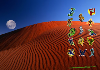 Desktop Wallpapers Ben 10 and Alien Monsters at Red Moon Desert desktop wallpaper