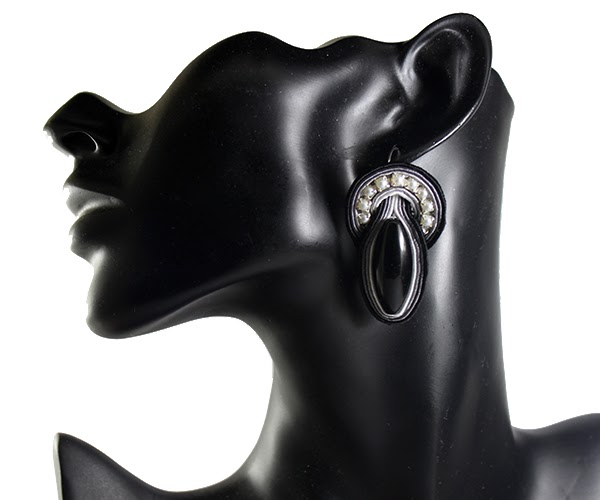 black and white soutache earrings, soutache handmade jewelry