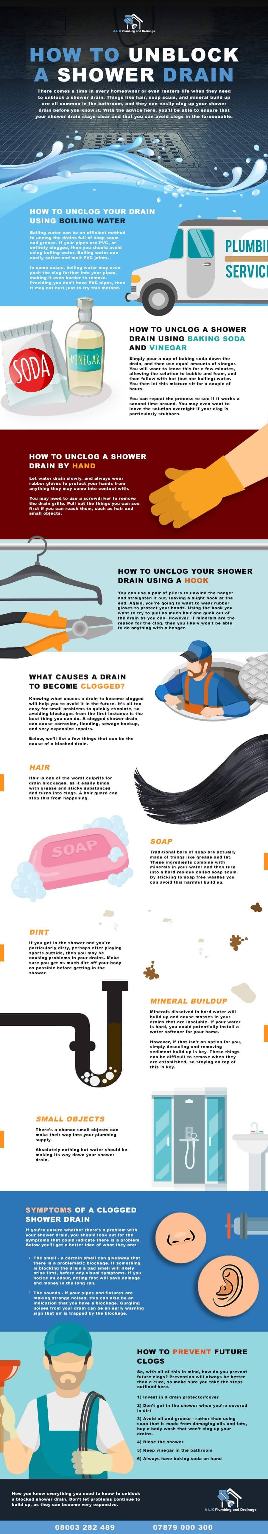 How to Unblock a Shower Drain #infographic