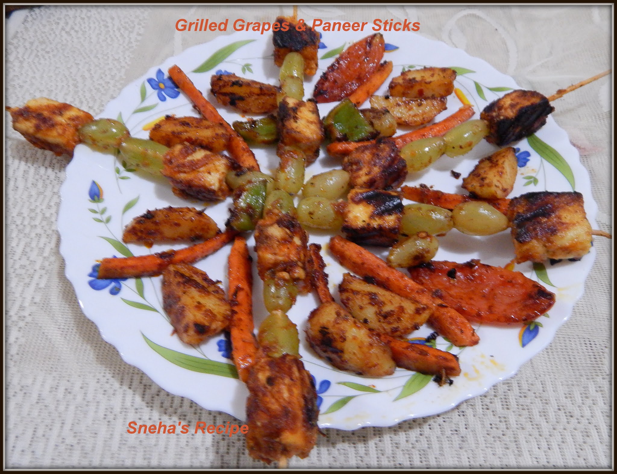 Grilled Grapes & Paneer SticksSundayFunday Sneha's Recipe
