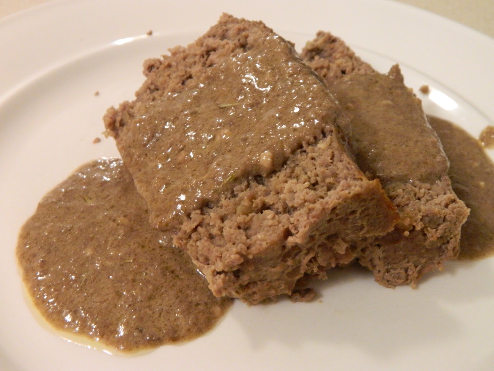 Ginny's Low Carb Kitchen SAVORY MEATLOAF WITH MUSHROOM GRAVY