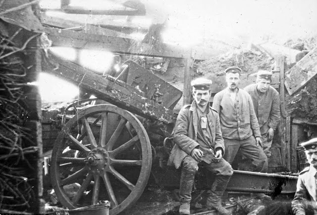 This photograph of members of Walter's gun crew was taken on the 1st of July 1916, the first day of the battle of the Somme.