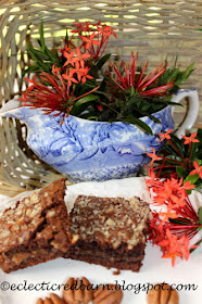 Eclectic Red Barn: Caramel Pecan Brownies with Blue Gravy Boat