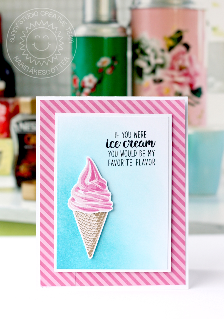 Sunny Studio Two Scoops Summery Ice Cream Card with Karin