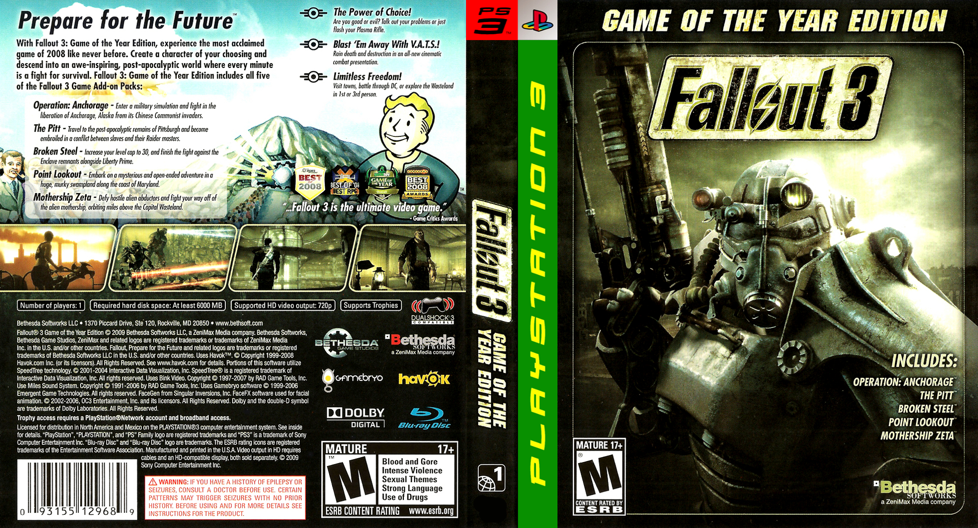 PLAYBRASIL: PS3 Fallout 3 Game Of The Year Edition. JOGO + PATCH