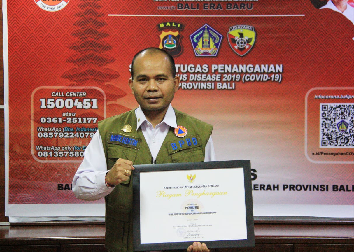 Aktif Tanggulangi Bencana, BPBD Bali Raih Penghargaan BNPB