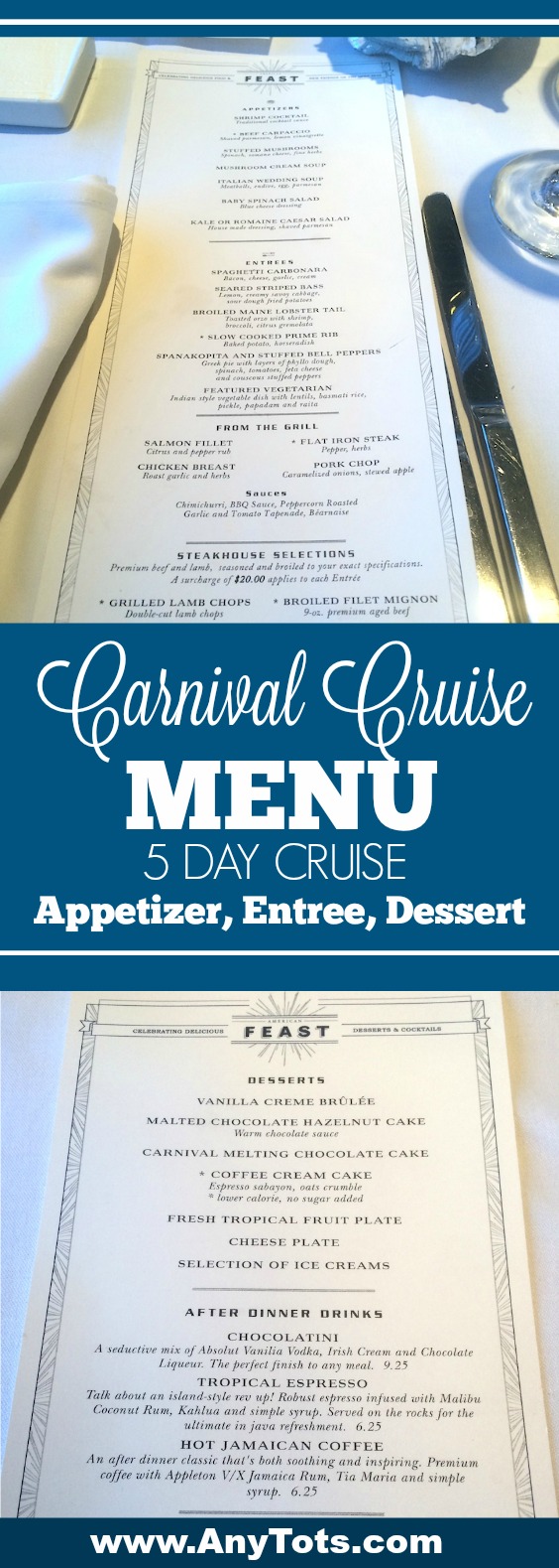 5 day cruise menu carnival