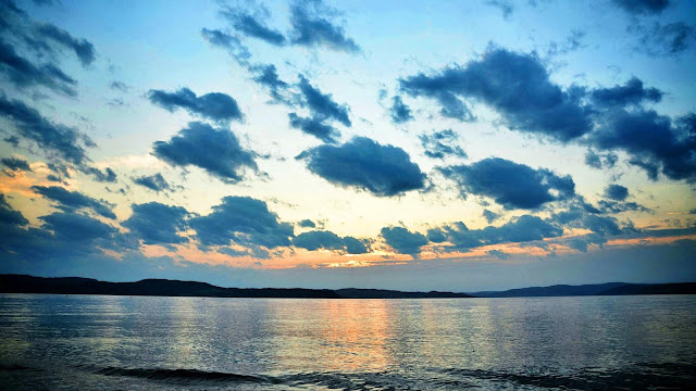 Wallpaper sea, clouds, twilight