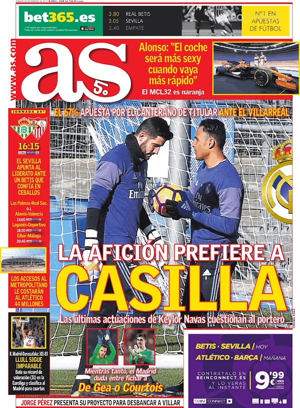 Real Madrid, AS: "La afición prefiere a Casilla"