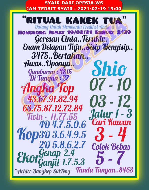 ᑔᑔ Syair opesia hk 19 februari 2022  ֎ 