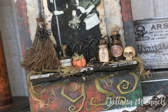 The Witching Hour Halloween Mixed Media Tag featuring Tim Holtz Halloween products 