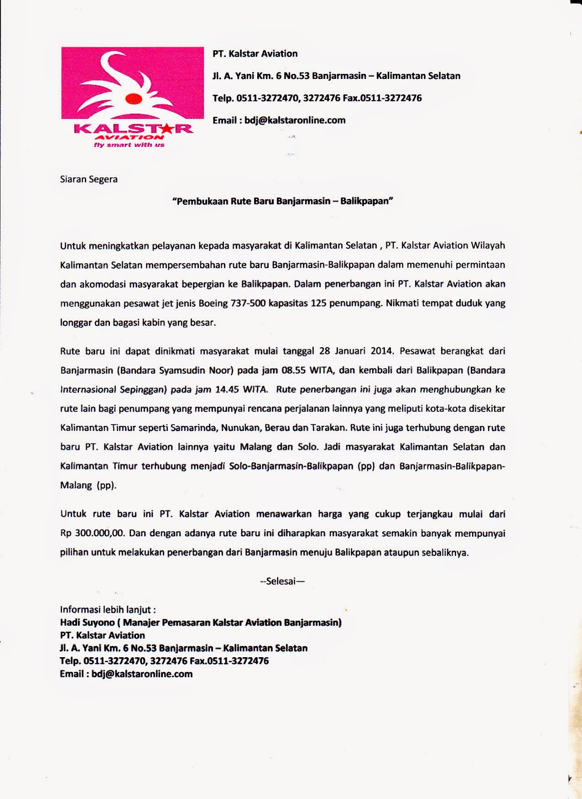 Ucup Bdj : Contoh Press Release