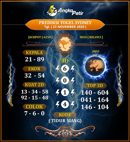 Prediksi Sydney Senin 23 November 2020 Sdy Jitu Prediksitogel Jp