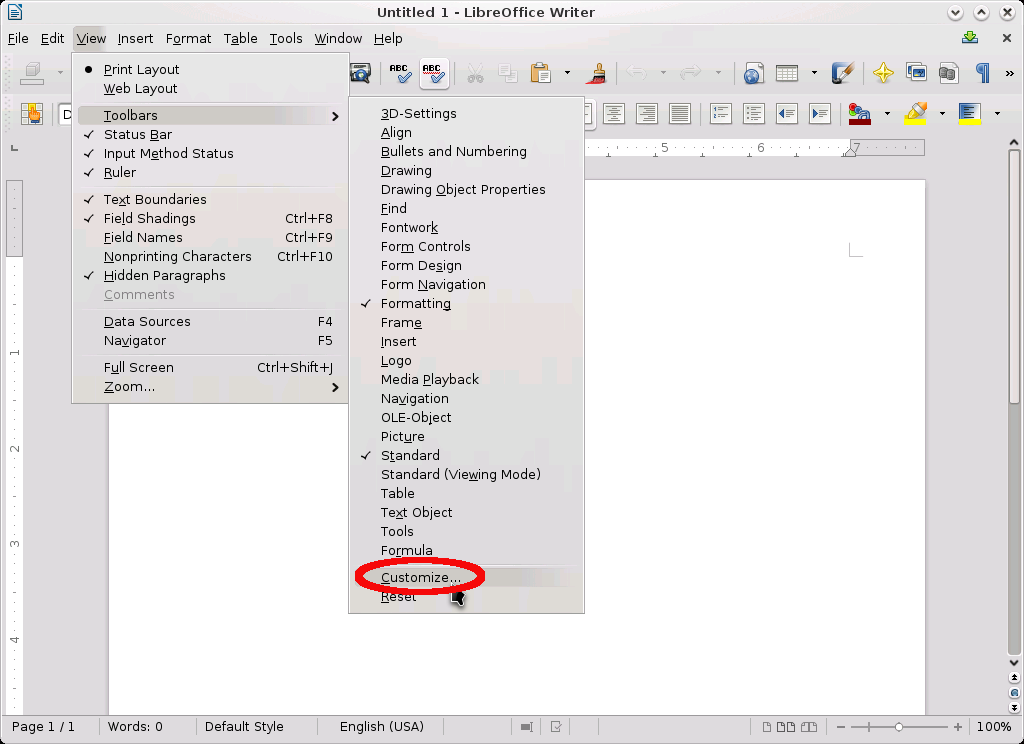 Computer Science How to show drawing toolbar in LibreOffice Writer