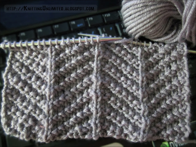 Knit Purl Combinations Create Herringbone Pattern