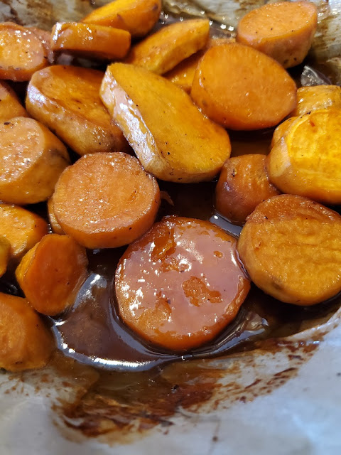 Roasted Glazed Sweet Potato Cinnamon Slices