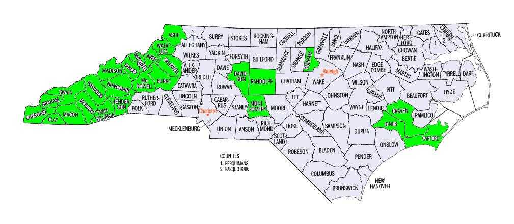 North Carolina County Map Region County Map Regional City