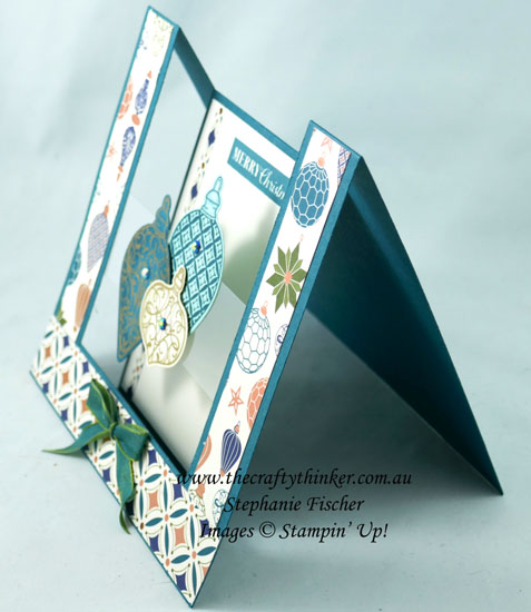 #thecraftythinker #stampinup #cardmaking #christmascard #xmascard #christmasgleaming #centrestepfunfold #funfold , Christmas Gleaming Bundle, Fun Fold, Centre Step card with floating element, Christmas Card, Stampin' Up Demonstrator, Stephanie Fischer, Sydney NSW