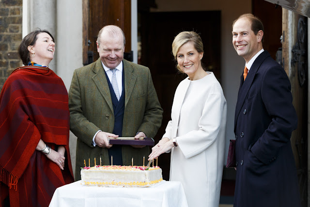 ophie, Countess of Wessex accompanied by Prince Edward, Earl of Wessex visits the Tomorrow's People Social Enterprises at St Anselm's Church, Kennington on her 50th birthda