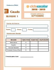 Examen del Bloque I Tercer grado 2018-2019 Examen del Bloque I Tercer grado 2018-2019