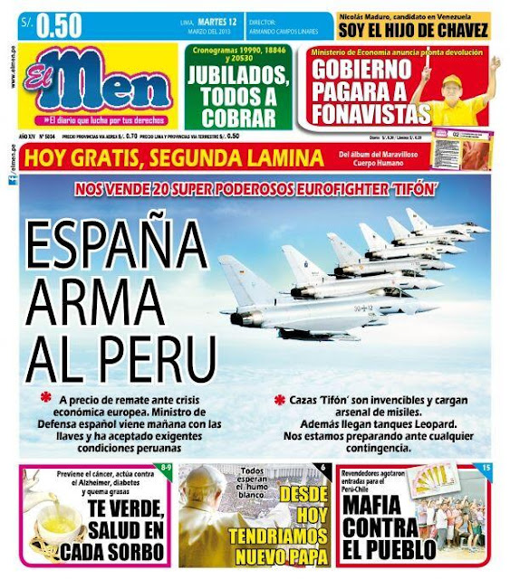 España arma al Perú con 20 Typhoons y 53 carros de combate.