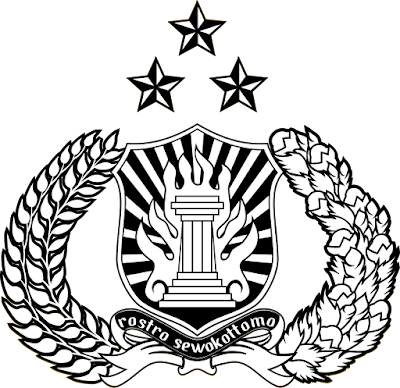 Lambang Tribrata Polri (Polisi Republik Indonesia) hitam putih