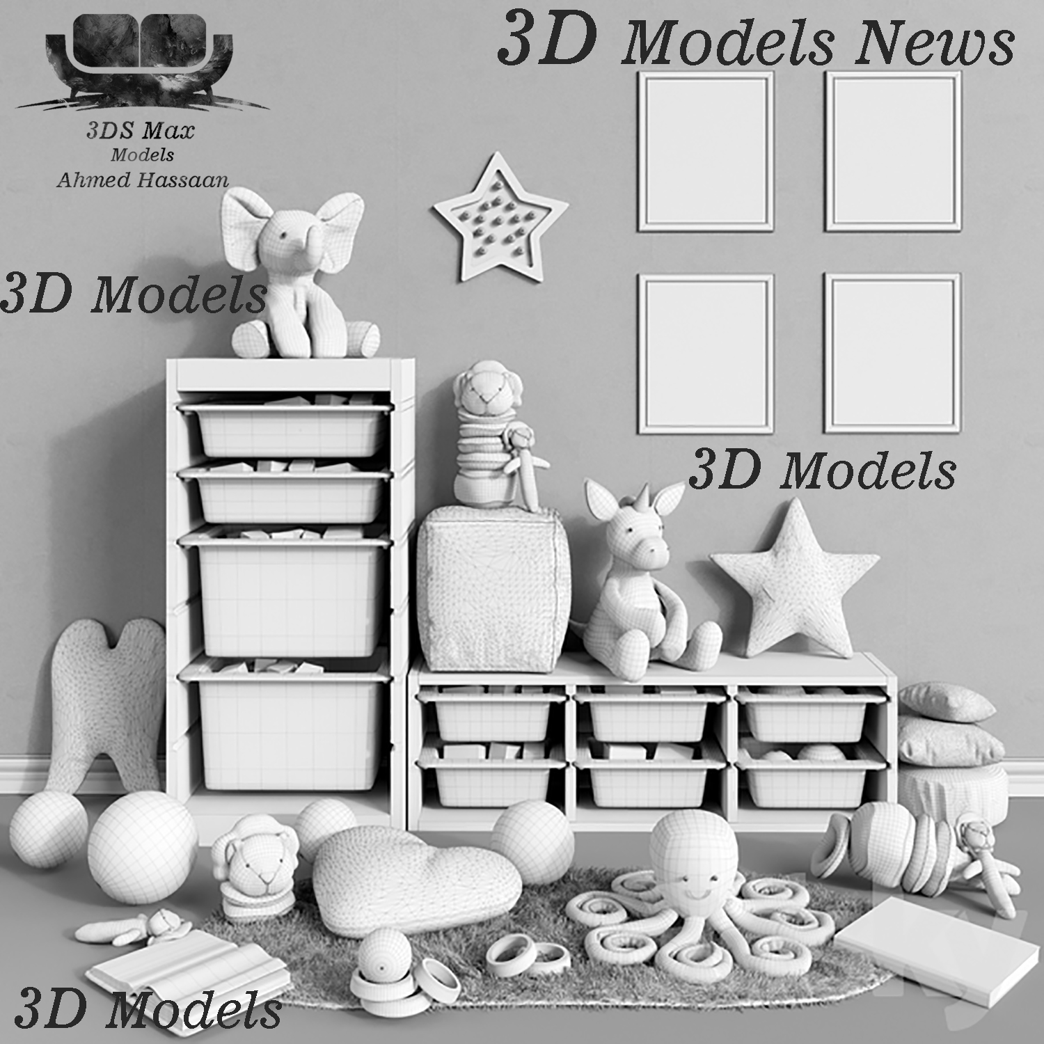 Model toys, decor and furniture for children's room