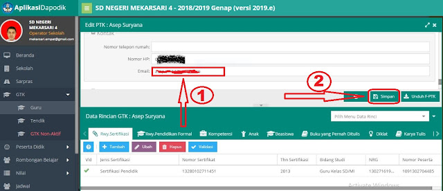 CARA MENGGANTI AKUN GURU DAN KEPALA SEKOLAH DI APLIKASI DAPODIK - SDN