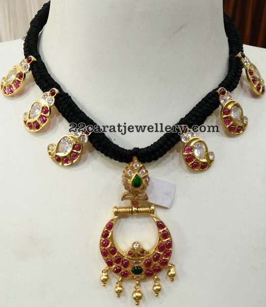 Silver metal Black Cord Necklaces Jewellery Designs